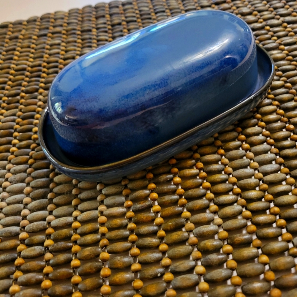 Sango Blue Butter Dish